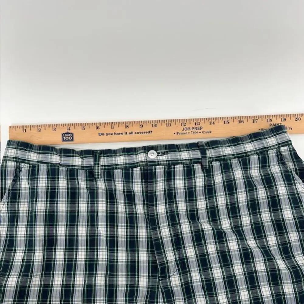 VTG Polo Ralph Lauren Plaid Chino Golf Shorts Mens 40 Navy Blue Green Preppy90s